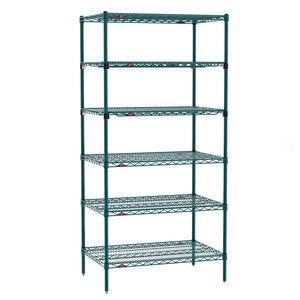 18"d x 74"h 6-Shelf Metro Super Erecta EZ-ADD Wire Shelving - Metroseal Green