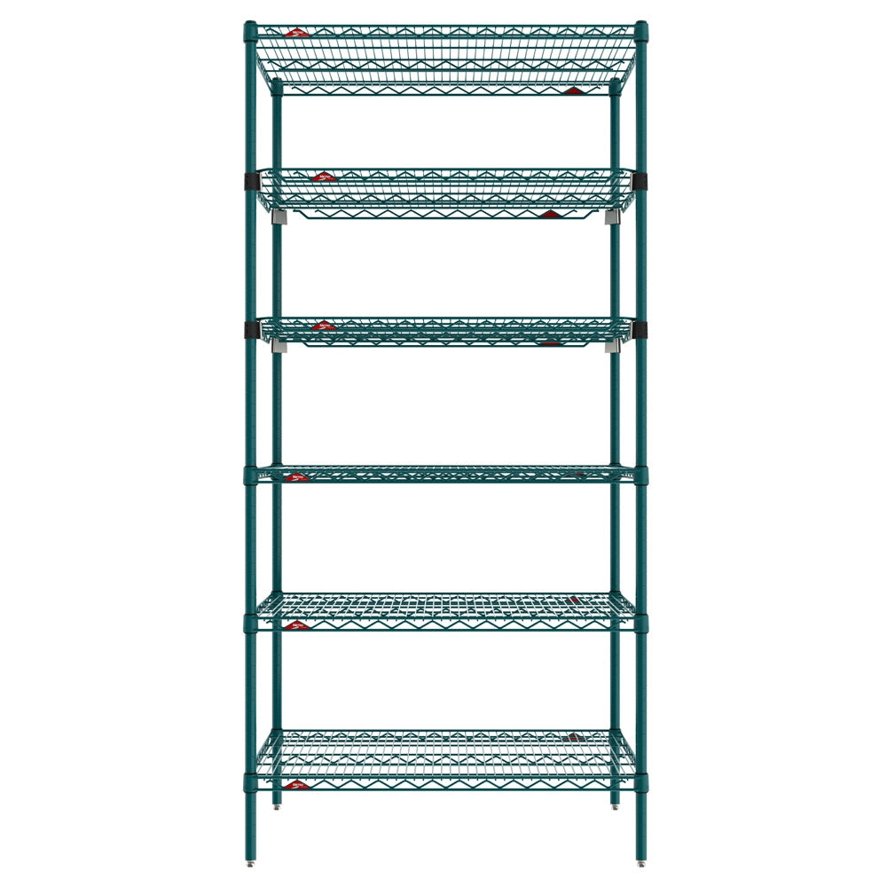 18"d x 74"h 6-Shelf Metro Super Erecta EZ-ADD Wire Shelving - Metroseal Green