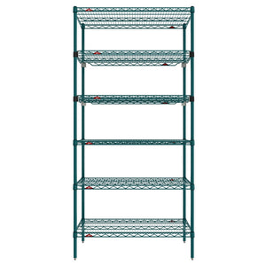 18"d x 74"h 6-Shelf Metro Super Erecta EZ-ADD Wire Shelving - Metroseal Green