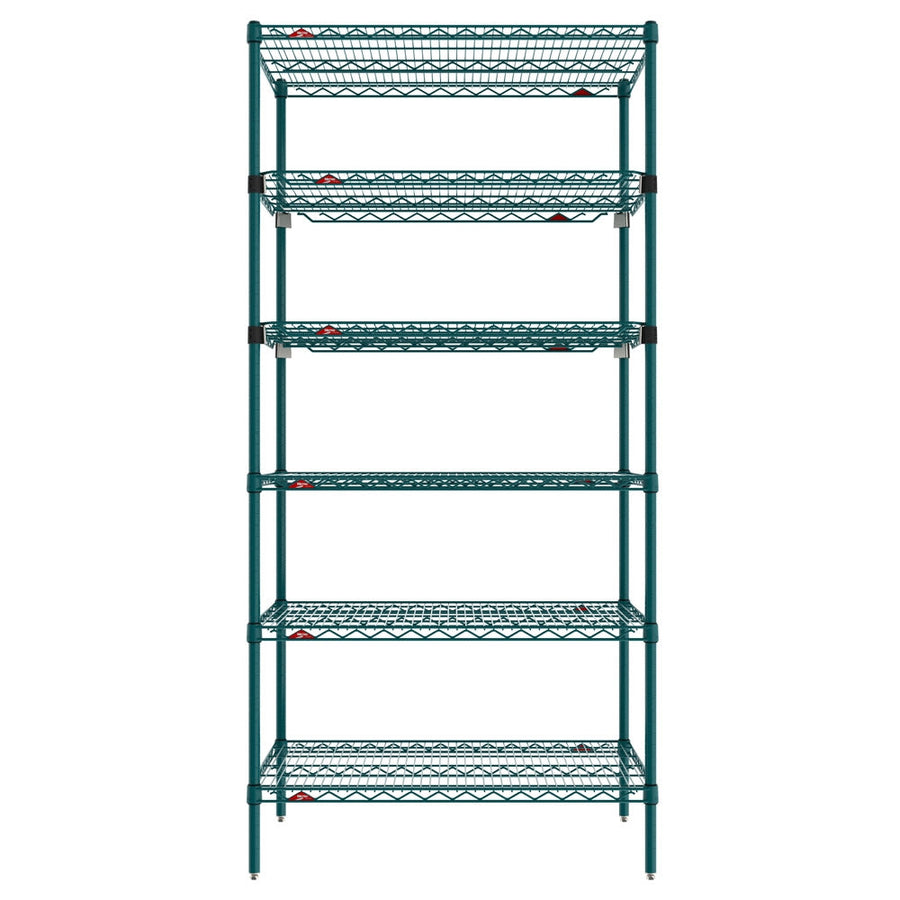 24"d x 74"h 6-Shelf Metro Super Erecta EZ-ADD Wire Shelving - Metroseal Green