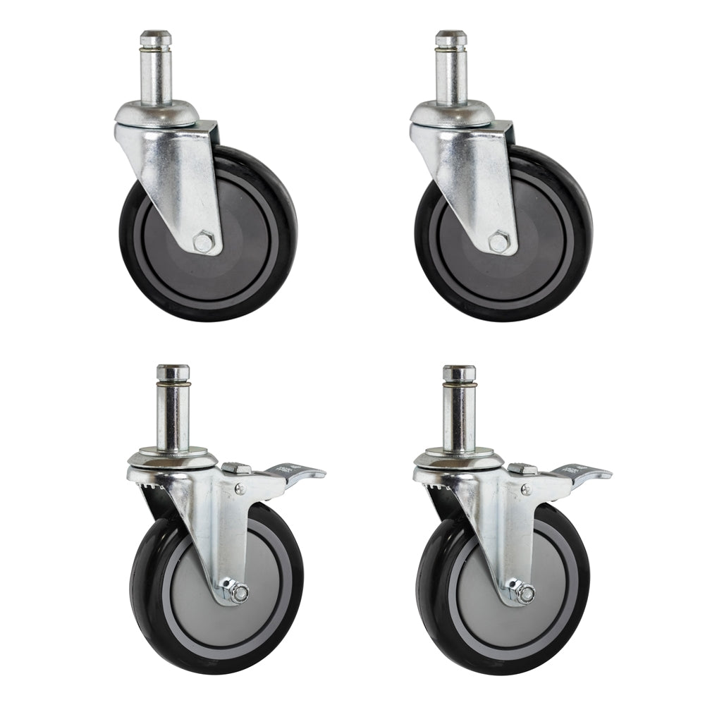 <!03>4-Pack 5" Polyurethane Stem Casters - (2) without Brakes, (2) with Brakes (SI-APC5-STEM-MIX-4)