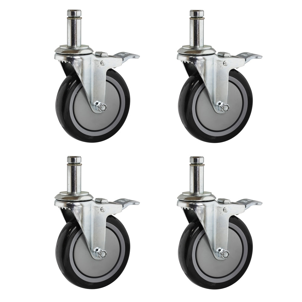 <!02>4-Pack 5" Polyurethane Stem Casters with Brakes (SI-APC5-STEM-WB-4)