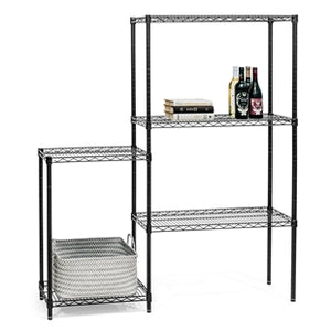 Black 5-Tier Staggered Shelving