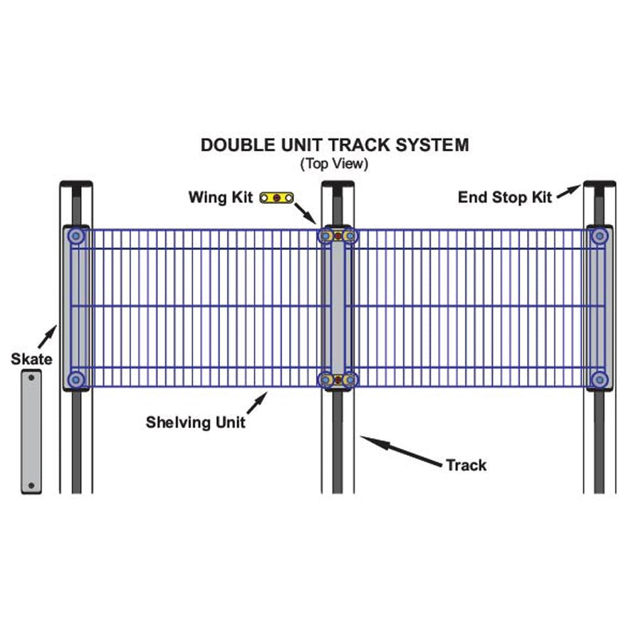 18"d x 42"w High-Density Mobile Wire Shelving - Double Wide