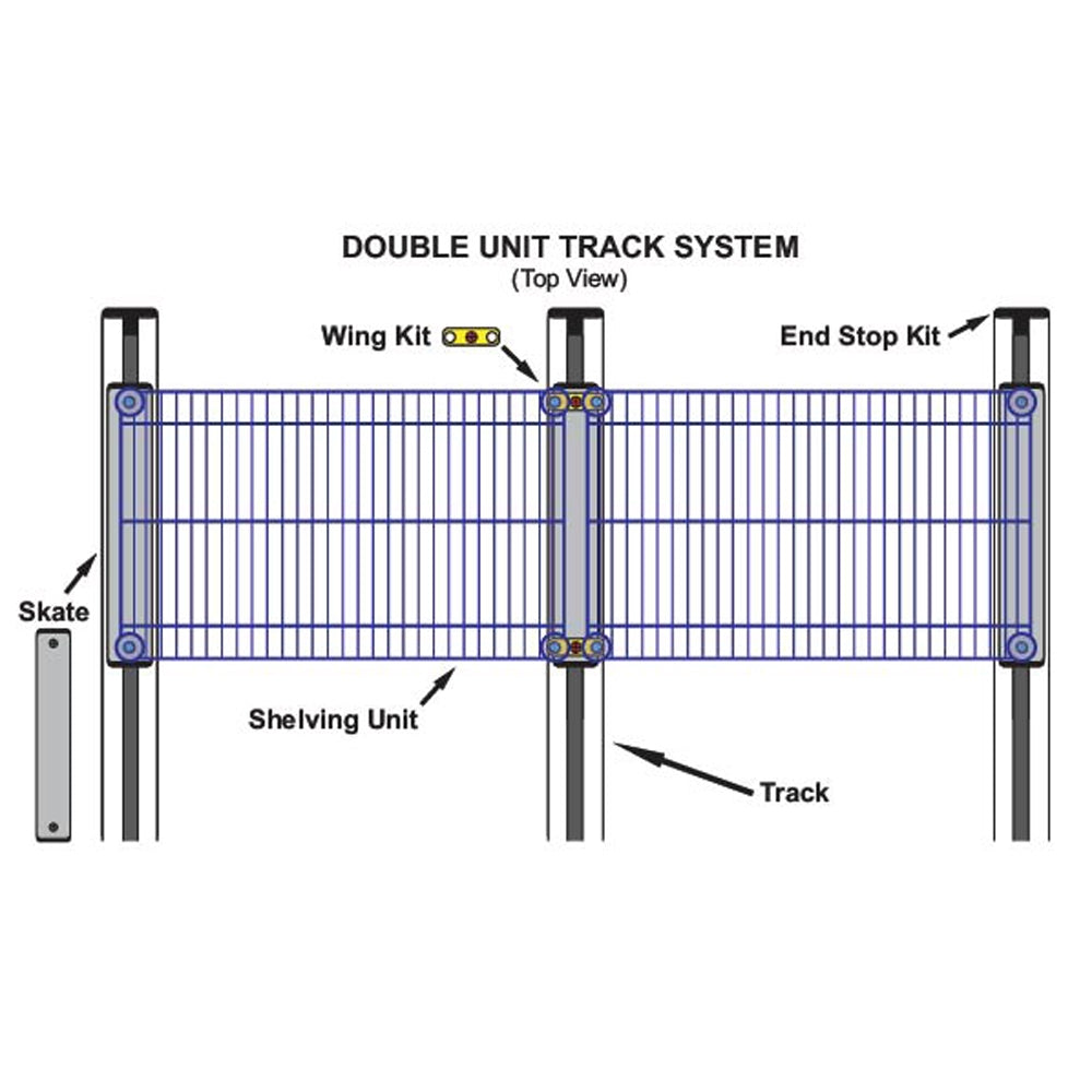 18"d x 60"w High-Density Mobile Wire Shelving - Double Wide