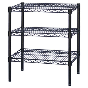 <!01>Black Wire Shelving w/ 3 Shelves - 8"d x 8"w x 34"h (SI-SB080834-3)