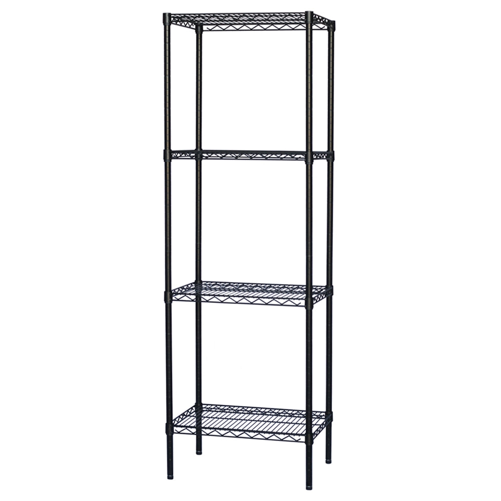 8"d x 72"h Black Wire Shelving w/ 4 Shelves