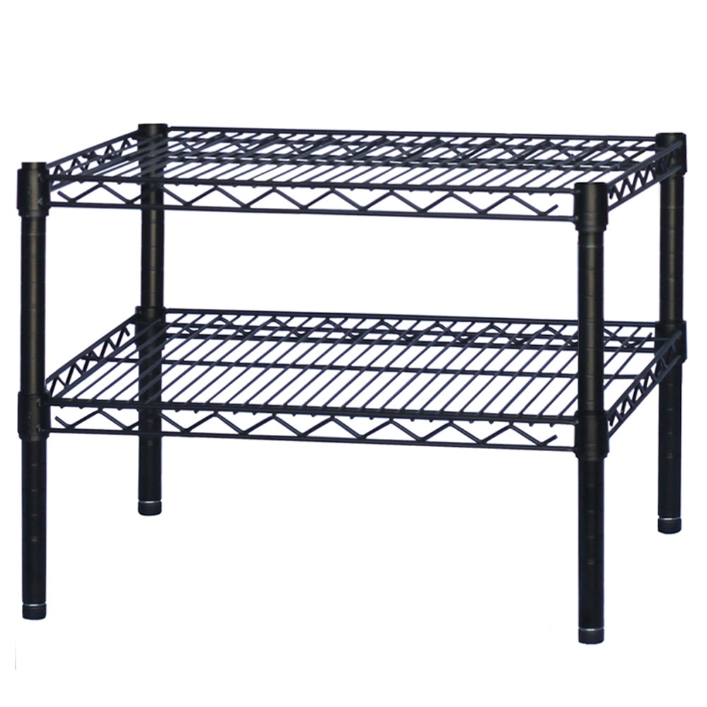 <!07>Black Wire Shelving w/ 2 Shelves - 8"d x 42"w x 14"h (SI-SB084214-2)