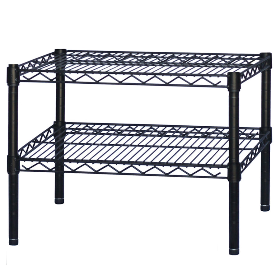 Black Wire Shelving w/ 2 Shelves - 12"d x 24"w x 14"h (SI-SB122414-2)