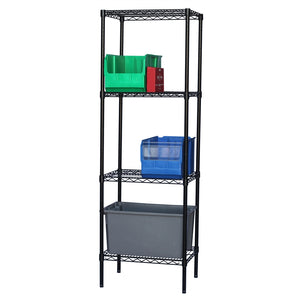 8"d x 72"h Black Wire Shelving w/ 4 Shelves