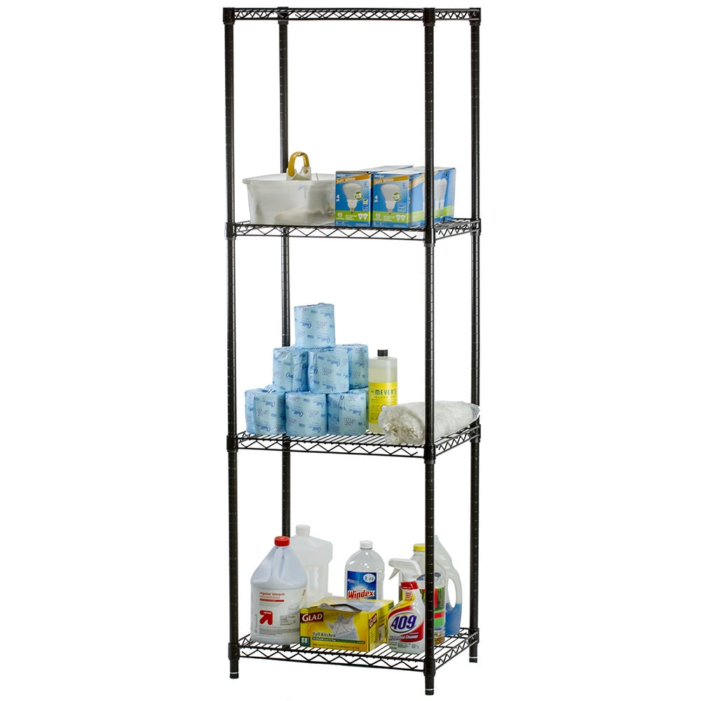 8"d x 72"h Black Wire Shelving w/ 4 Shelves