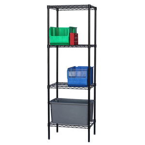 8"d x 54"h Black Wire Shelving w/ 4 Shelves