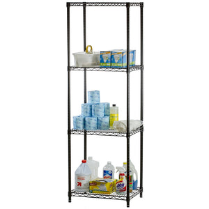 8"d x 64"h Black Wire Shelving w/ 4 Shelves