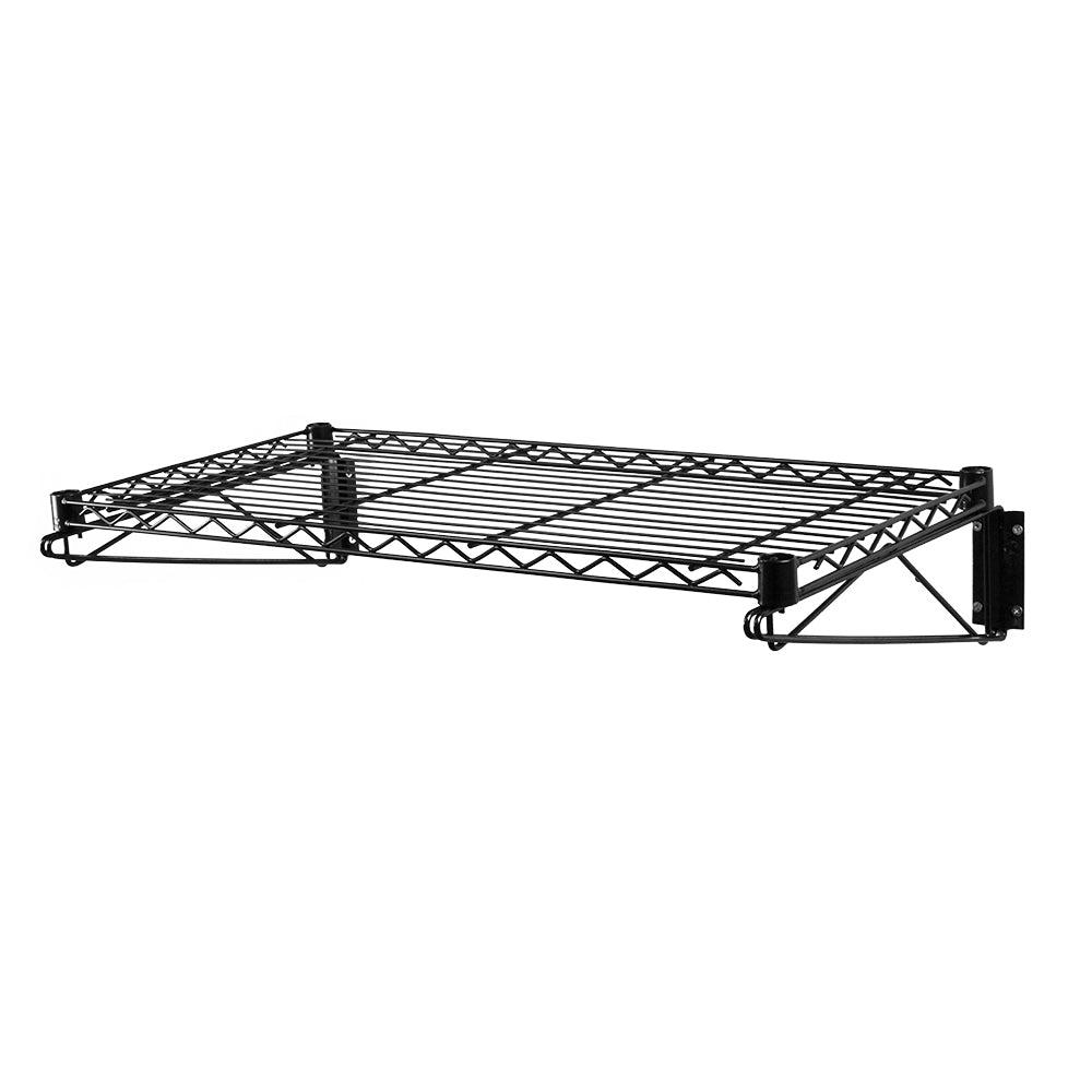 18"d Black Wall-Mounted Wire Shelf