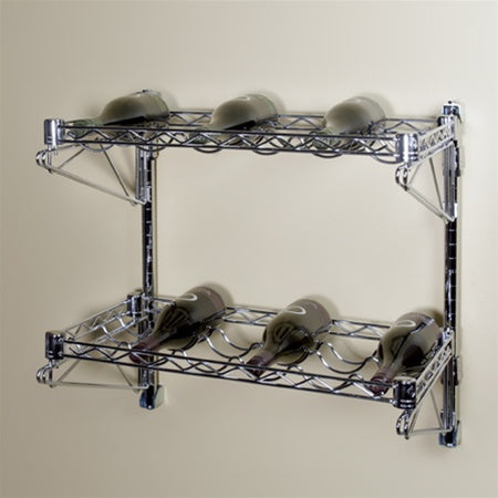 Wall Mounted Wine Racks w/ 2 Shelves