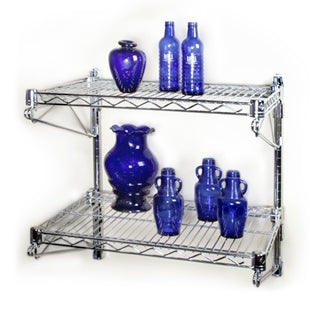 24"d Wall-Mounted Wire Shelving w/ 2 Shelves