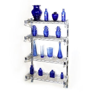 24"d Wall-Mounted Wire Shelving w/ 4 Shelves