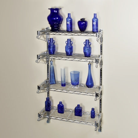 24"d Wall-Mounted Wire Shelving w/ 4 Shelves