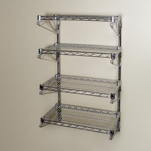 24"d Wall-Mounted Wire Shelving w/ 4 Shelves