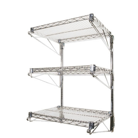 24"d Wall-Mounted Wire Shelving w/ 3 Shelves