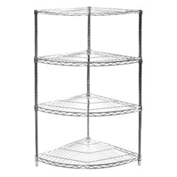 24"d Chrome Wire Radius Corner Unit w/ 4 Shelves