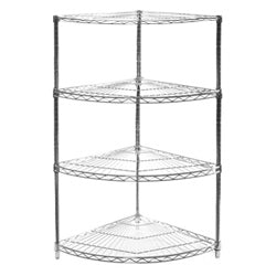 18"d Chrome Wire Radius Corner Unit w/ 4 Shelves