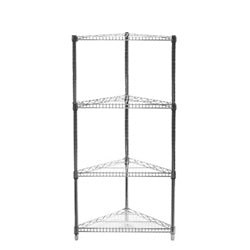 24"d Chrome Wire Triangle Corner Unit w/ 4 Shelves