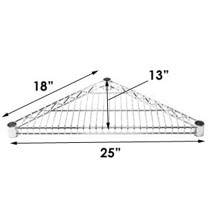 24"d Chrome Wire Triangle Corner Unit w/ 4 Shelves