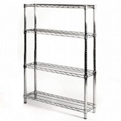 8"d x 36"w Chrome Wire Shelving w/ 4 Shelves