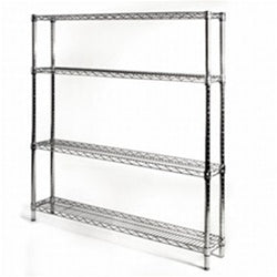 8"d x 48"w Chrome Wire Shelving w/ 4 Shelves