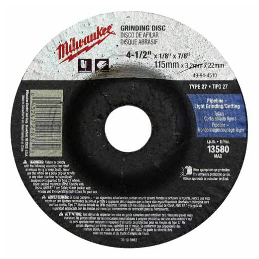 Milwaukee 5 x 1/4 x 7/8 Grinding Wheel (Type 27) (49-94-5730)