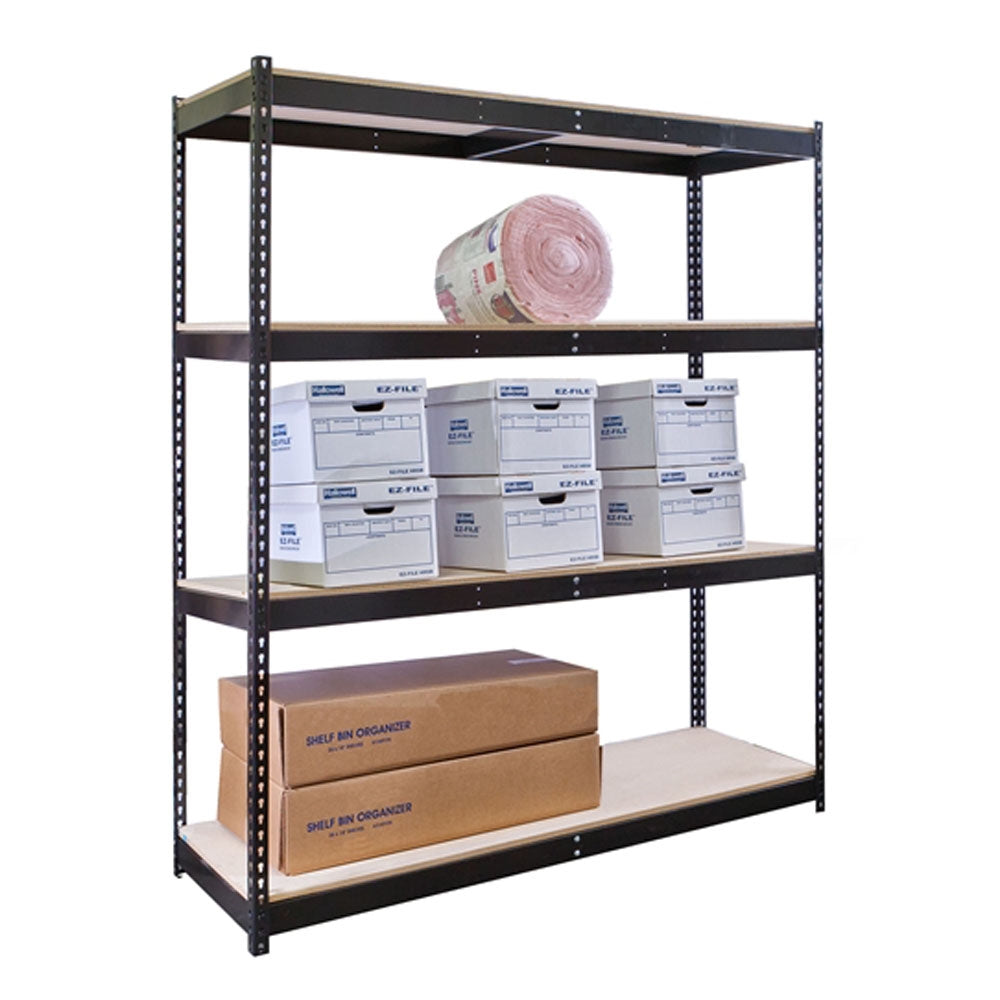 4-Shelf Black Double Rivet Shelving Starter Units - 18"d