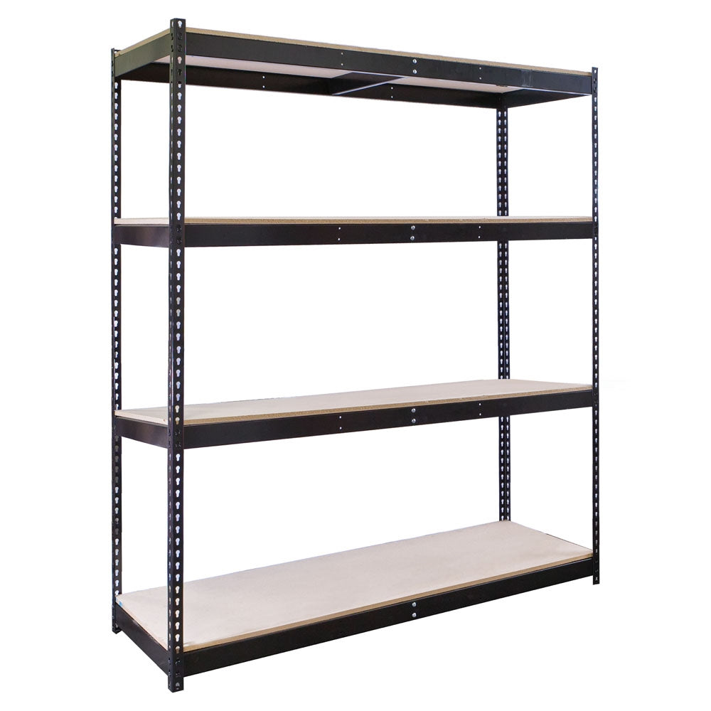 4-Shelf Black Double Rivet Shelving Starter Units - 18"d