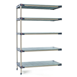 18"d MetroMax 4 Antimicrobial 5-Shelf Add-On Units w/ Grid Mats