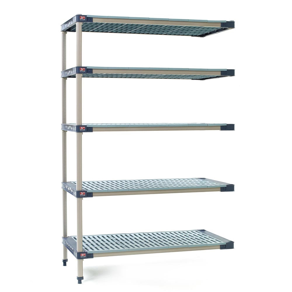 18"d MetroMax 4 Antimicrobial 5-Shelf Add-On Units w/ Grid Mats