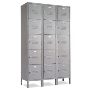 5 Tier Lockers - 15"d x 12"w x 66"h - Gray