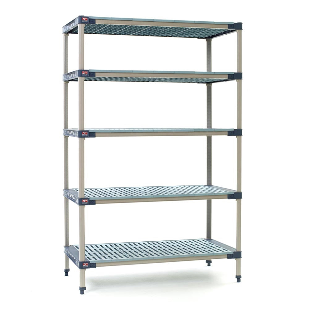 18"d MetroMax 4 Antimicrobial 5-Shelf Starter Units w/ Grid Mats