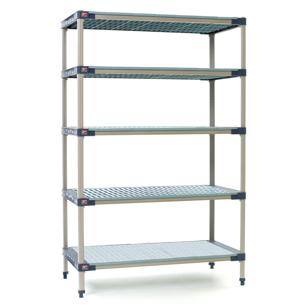 18"d MetroMax 4 Antimicrobial 5-Shelf Units w/ Grid & Solid Mats