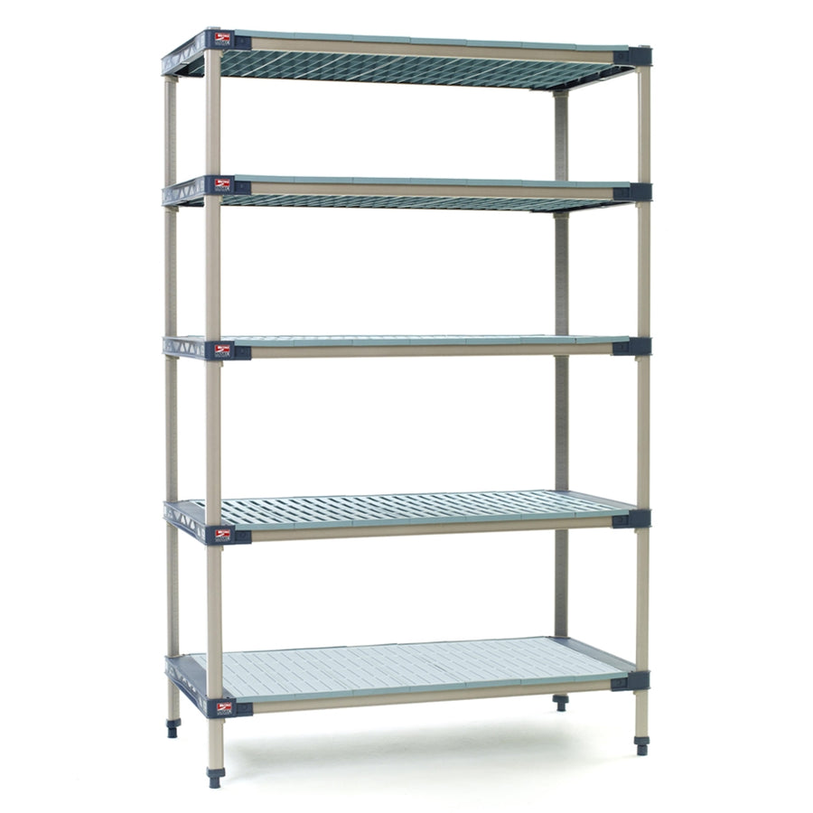 24"d MetroMax 4 Antimicrobial 5-Shelf Units w/ Grid & Solid Mats