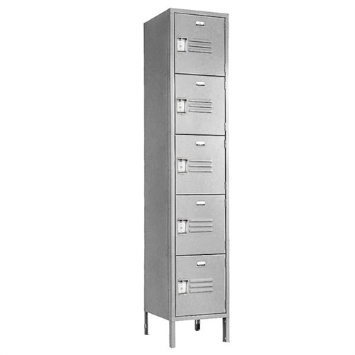 5 Tier Lockers - 15"d x 12"w x 66"h - Gray