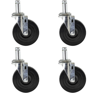 Rubber Stem Casters - 4-Pack