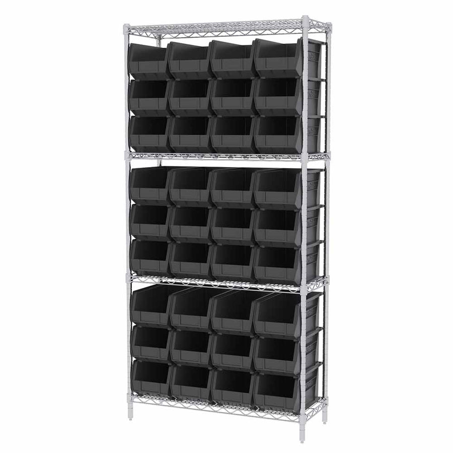 AkroBin Wire Shelving Systems w/ Black Bins