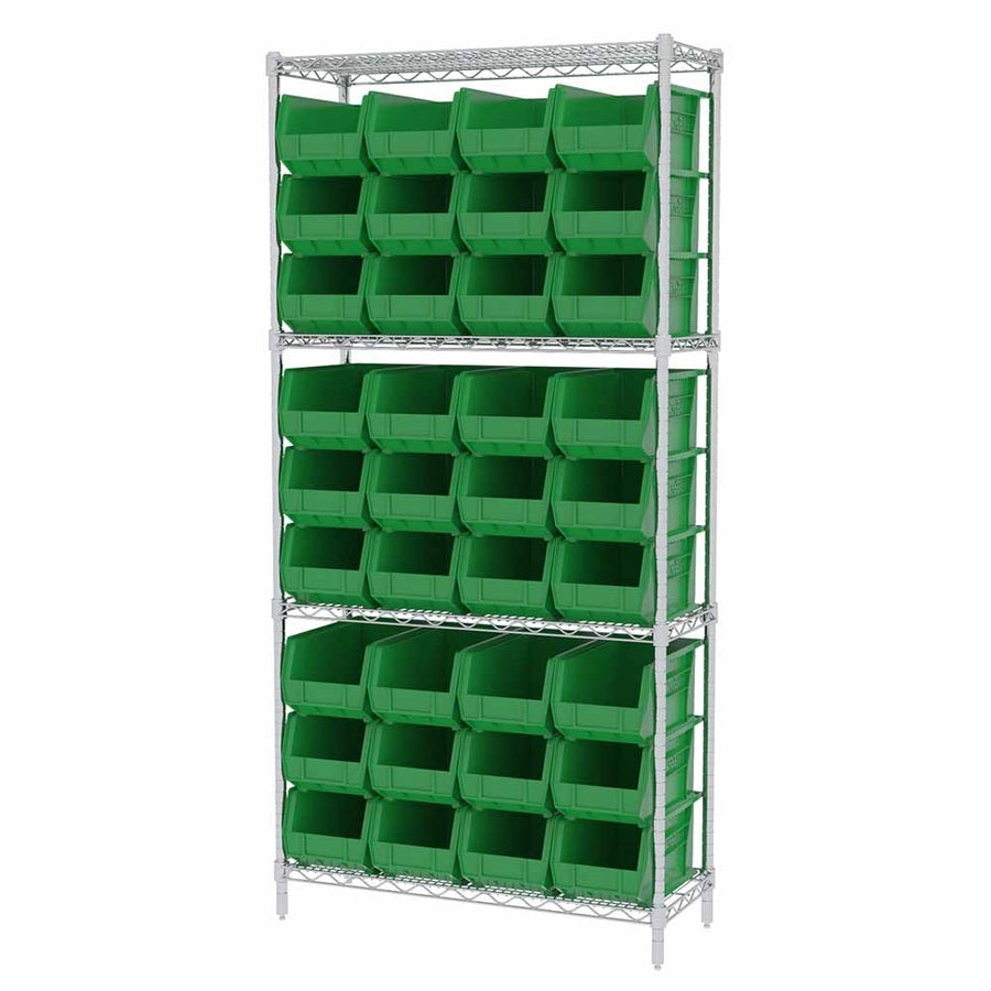 AkroBin Wire Shelving Systems w/ Green Bins