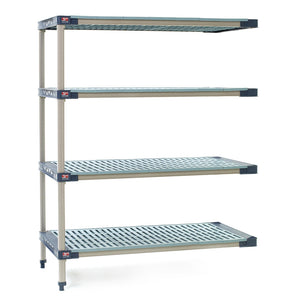 18"d MetroMax 4 Antimicrobial 4-Shelf Add-On Units w/ Grid Mats