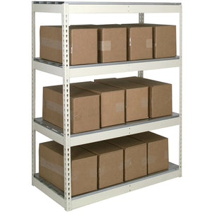 18"d 4-Shelf Heavy-Duty Boltless Shelving Starter Units - Parchment