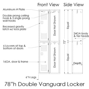 Double Tier Lockers - 12"d x 12"w x 78"h - Champagne