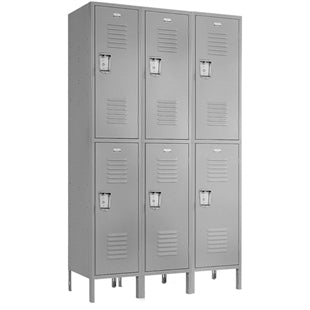 Double Tier Lockers - 15"d x 12"w x 78"h - Gray