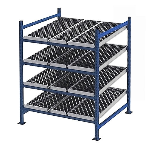 4-Level Gravity Flow Racks w/ SpanTrack Wheel Beds - 48"d x 48"w x 84"h