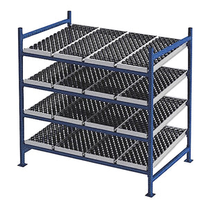 4-Level Gravity Flow Racks w/ SpanTrack Wheel Beds - 48"d x 72"w x 84"h