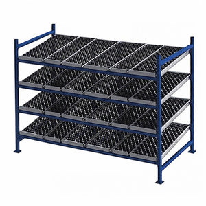 4-Level Gravity Flow Racks w/ SpanTrack Wheel Beds - 48"d x 96"w x 84"h